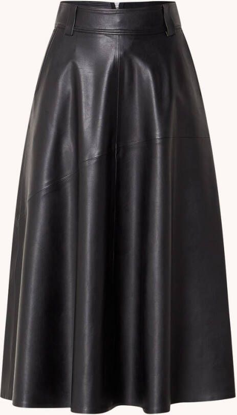 Vanilia Zwarte Midirok Vegan Leather Skirt