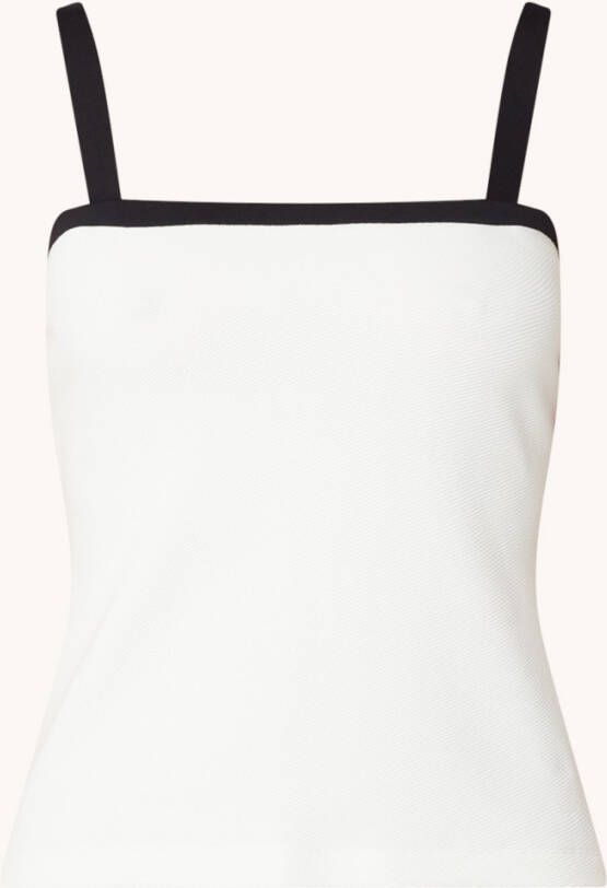 Vanilia Mouwloze top met stretch en ribstructuur