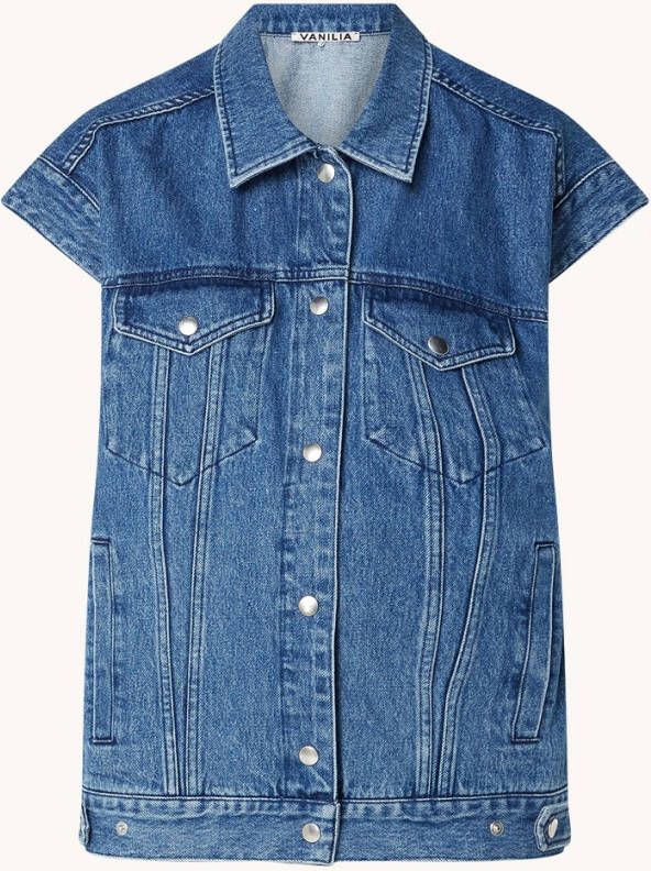 Vanilia Oversized mouwloze spijkerjas met steekzakken