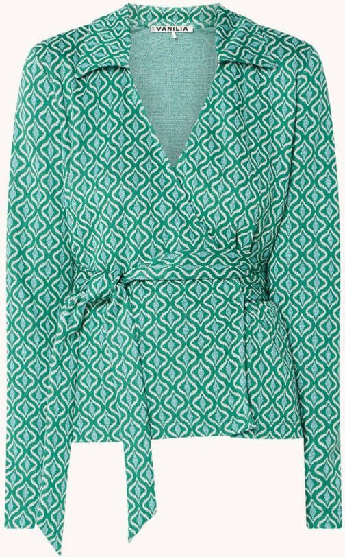 Vanilia Retro wikkeltop met kraag en glitter