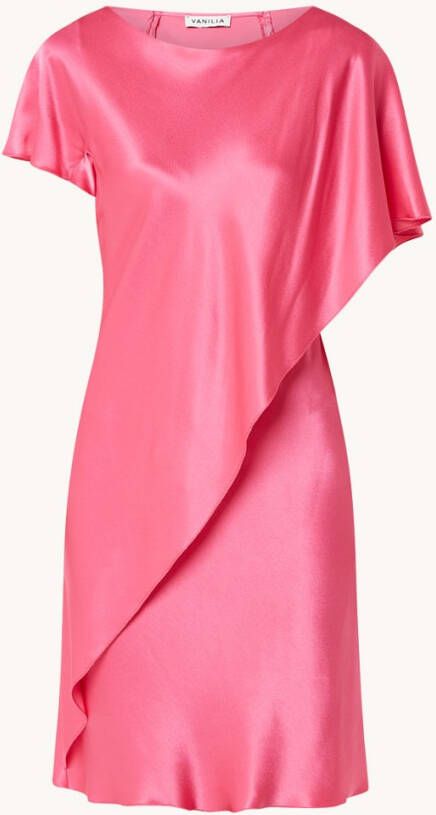 Vanilia Mini jurk van satijn met volant en strikceintuur