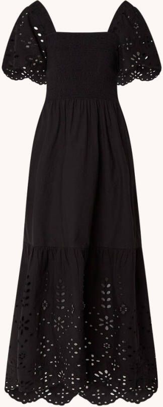 Whistles Carrie gelaagde midi jurk met broderie en smockwerk