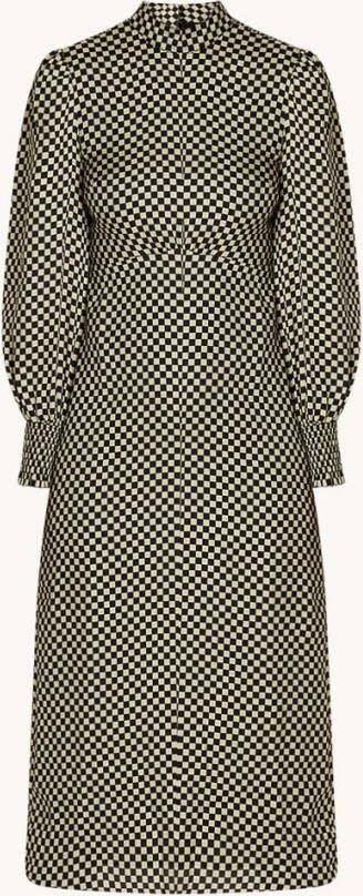 Whistles Darcie midi jurk met ruitprint en rugdecolleté