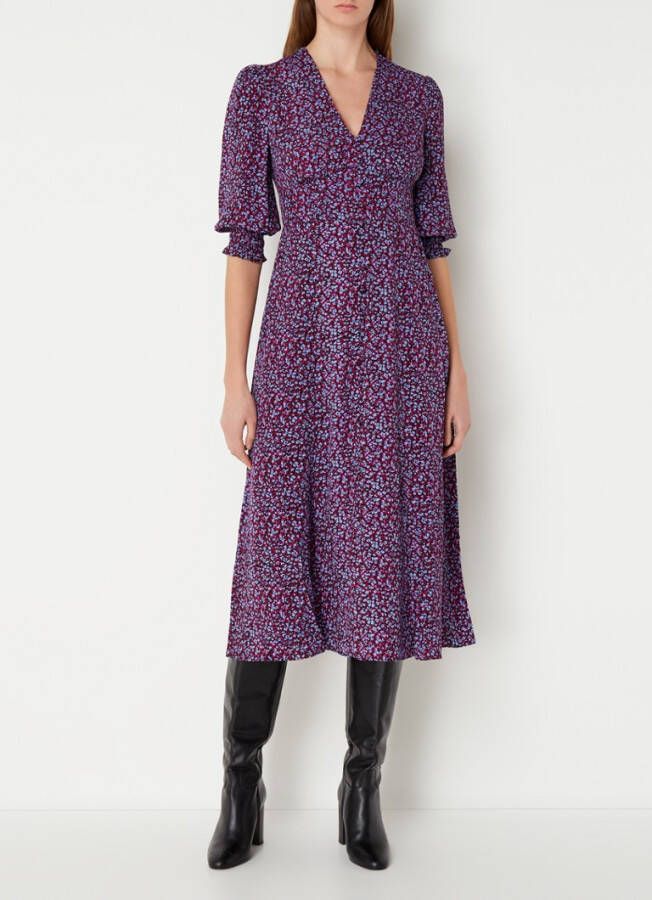 Whistles Floral midi jurk met bloemenprint en V hals
