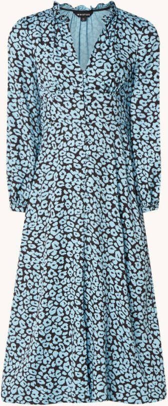Whistles Fuzzy midi jurk met luipaardprint
