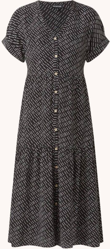 Whistles Gelaagde midi jurk met print en V hals