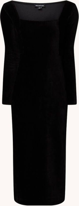 Whistles Midi jurk van fluweel met rechthoekige halslijn