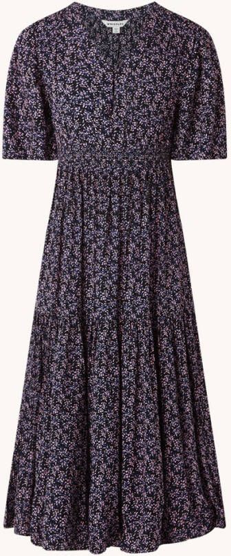 Whistles Kinetic gelaagde midi jurk met print en smockwerk