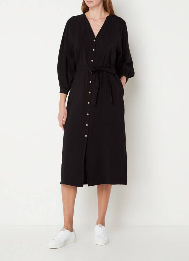 Whistles Lizzie midi jurk met ballonmouwen en strikceintuur