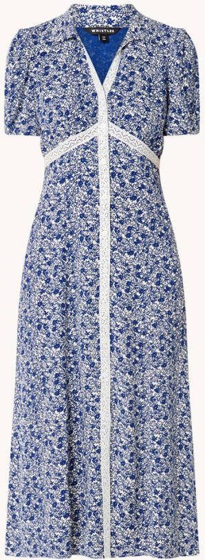 Whistles Midi jurk met bloemenprint en broderie