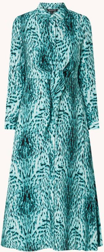 Whistles Midi jurk met panterprint en strikdetail