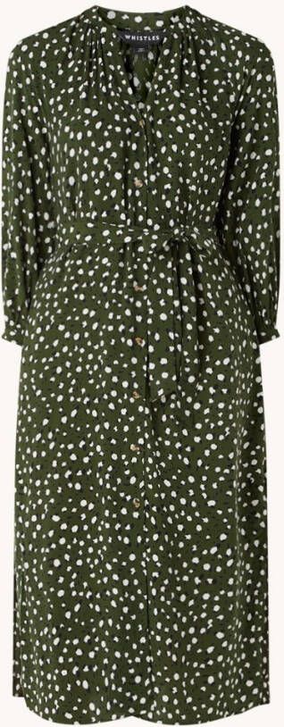 Whistles Midi jurk met stippenprint en strikceintuur