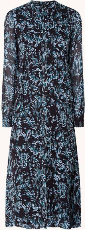 Whistles Wood midi jurk met print en ruches