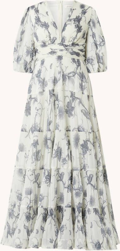 Zimmermann Gelaagde midi jurk met bloemenprint en plissé