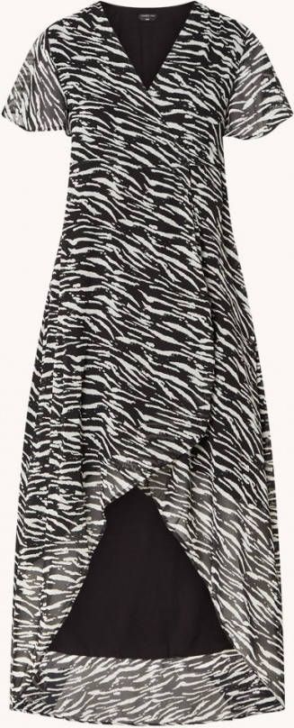 Colourful rebel Zwarte Maxi Jurk Felin Zebra Maxi Wrap Dress online kopen