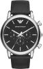 Emporio Armani AR1828 Luigi Horloge met leren bandje in zwart online kopen