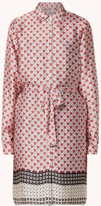 Liu Jo Midi blousejurk van satijn met grafische print en strikceintuur online kopen