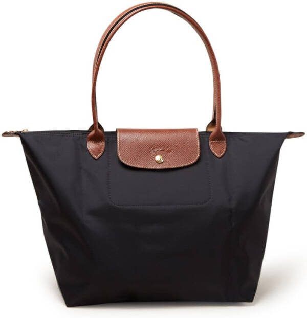 Longchamp Le Pliage schoudertas L met leren details