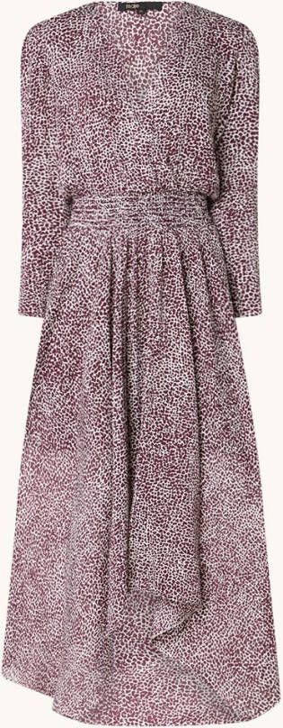 Maje Midi jurk met V hals en luipaardprint