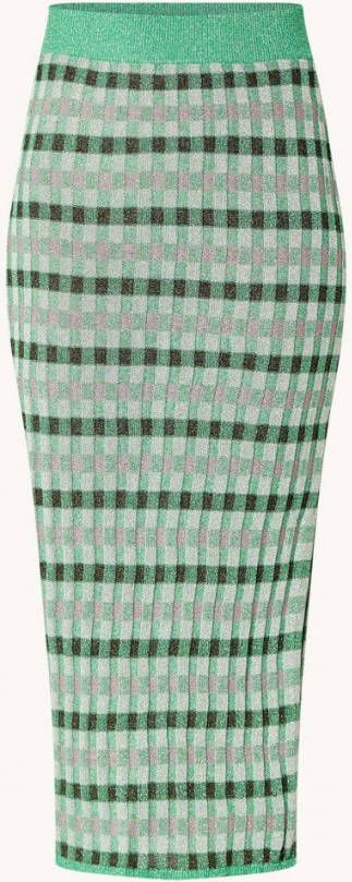 Mango Emir fijngebreide midi kokerrok met lurex en split