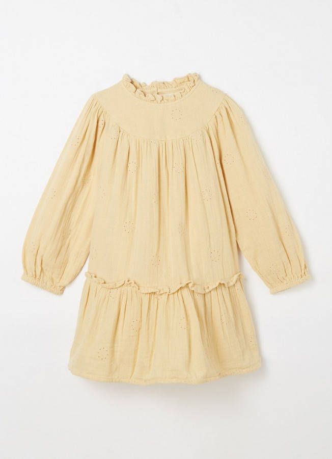 Mango Kids A lijn jurk met ruches middengeel