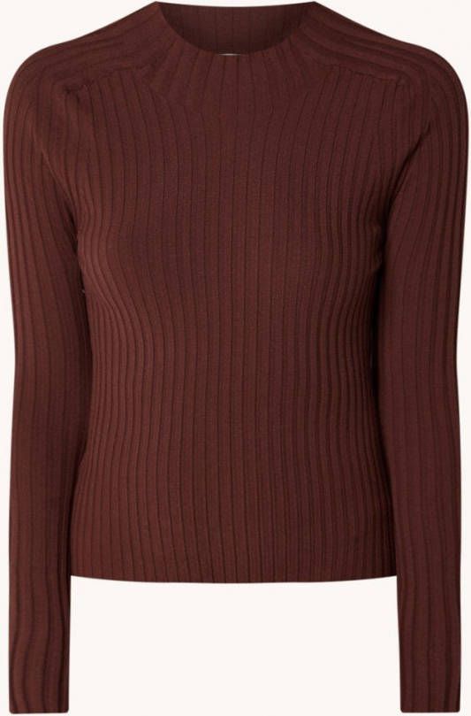 Mango Lisa ribgebreide top met opstaande kraag