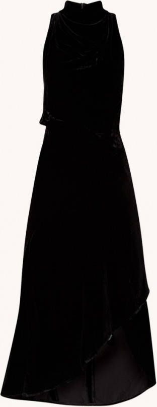 REISS Giannon midi jurk van fluweel met col