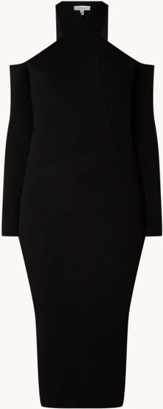 REISS Raina fijngebreide midi jurk met ribstructuur