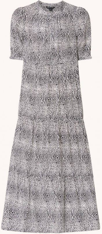 Whistles Gradient Trapeze midi jurk met panterprint