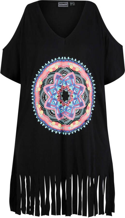 RAINBOW Duurzame strandjurk met cut-outs, zwart