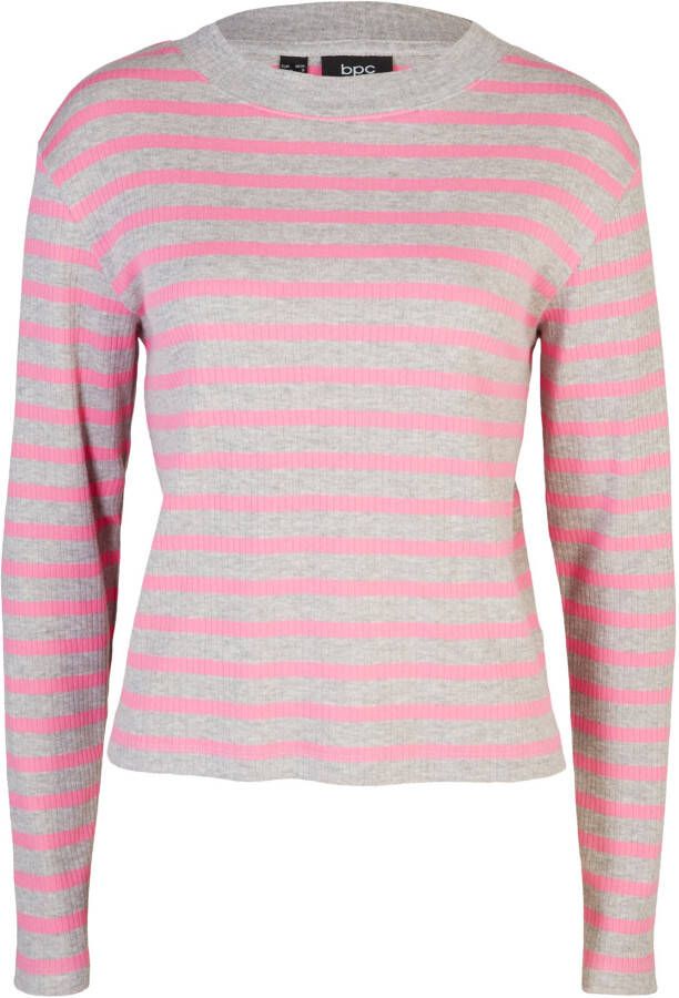 bonprix Geribde longsleeve met ronde hals