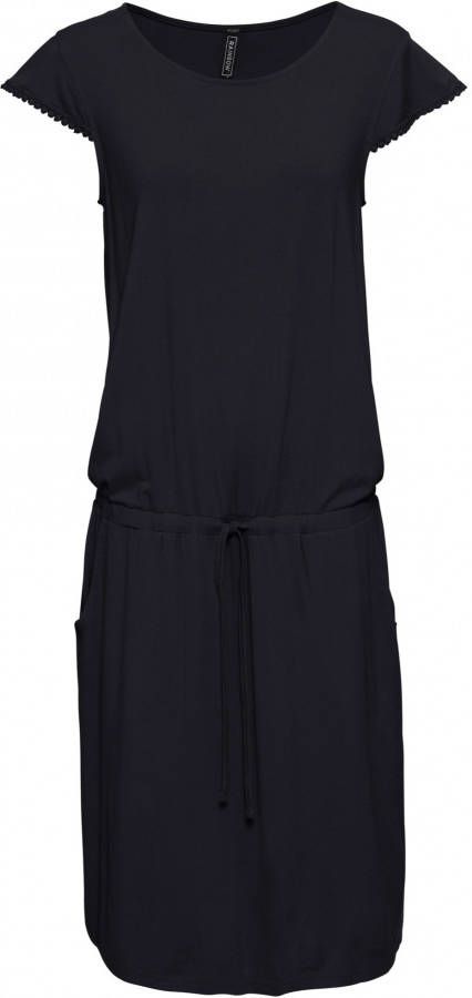 RAINBOW Jersey midi jurk van duurzame viscose, zwart