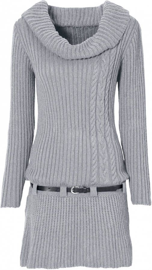 BODYFLIRT Jurk met riem, grijs gemêleerd,