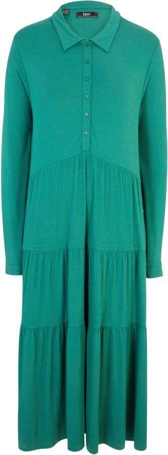 bonprix Midi jurk met polokraag en volants van viscose