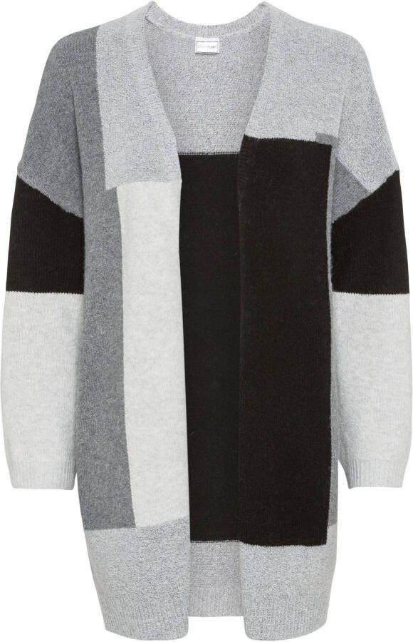 BODYFLIRT Lang vest met colourblockings, grijs/zwart gedessineerd