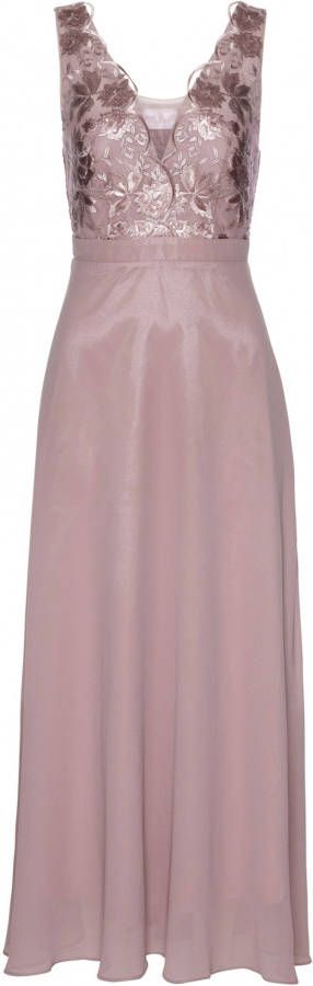 bonprix Premium chiffon jurk met pailletten en borduursel