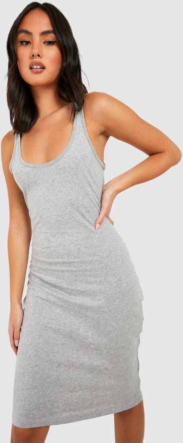boohoo Basic Mini Jurk Met Lage Ronde Hals, Grey Marl