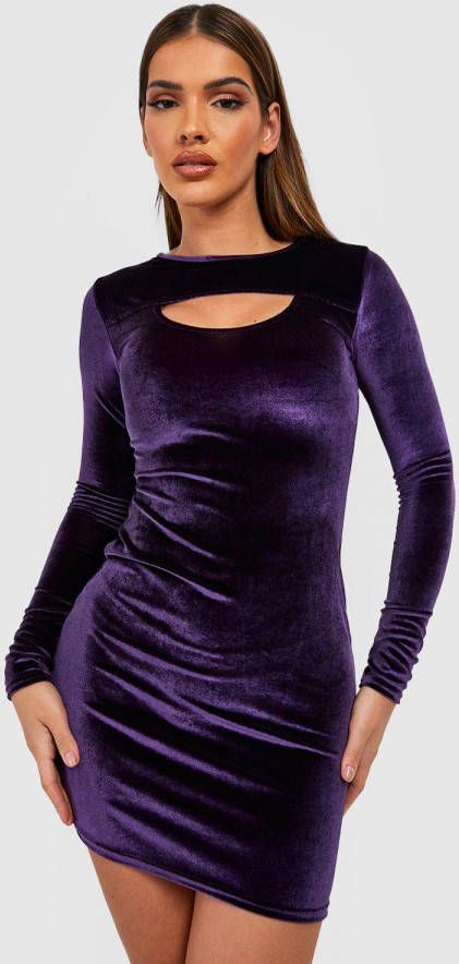 boohoo Fluwelen Cut Out Mini Jurk, Jewel Purple