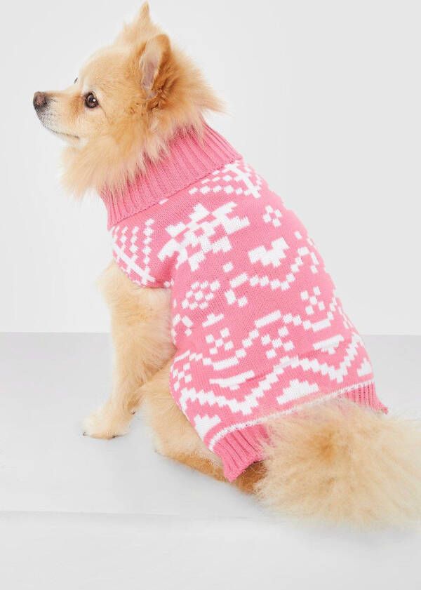 boohoo Gebreide Honden Kersttrui, Pink