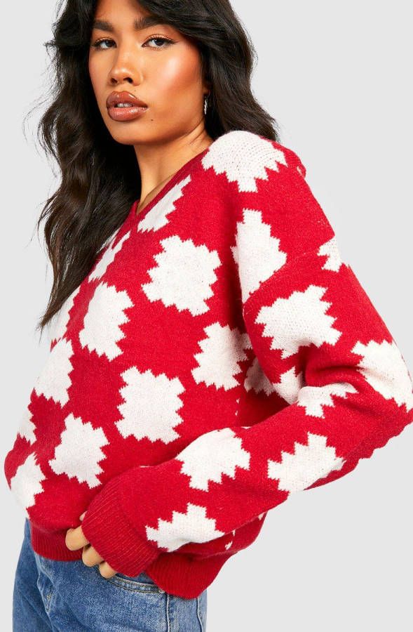 boohoo Geruite Trui, Red