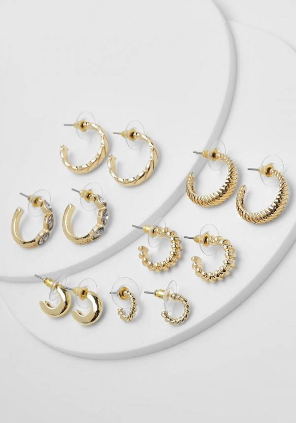 boohoo Gouden Oorbellen Set(6 Paar ), Gold
