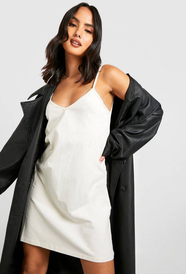 boohoo Hemdje Jurk Met Open Rug En Bandjes, Stone