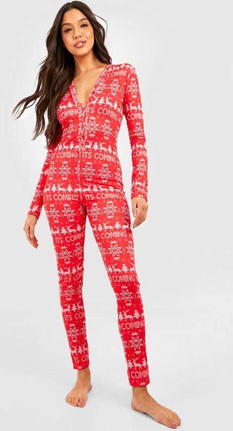 boohoo It'S Coming Home One Piece, Red