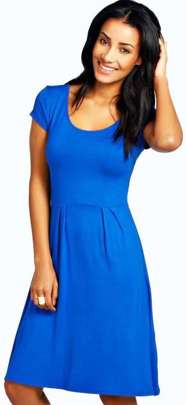 boohoo Jersey Skater Jurk Met Kapmouwen, Kobalt