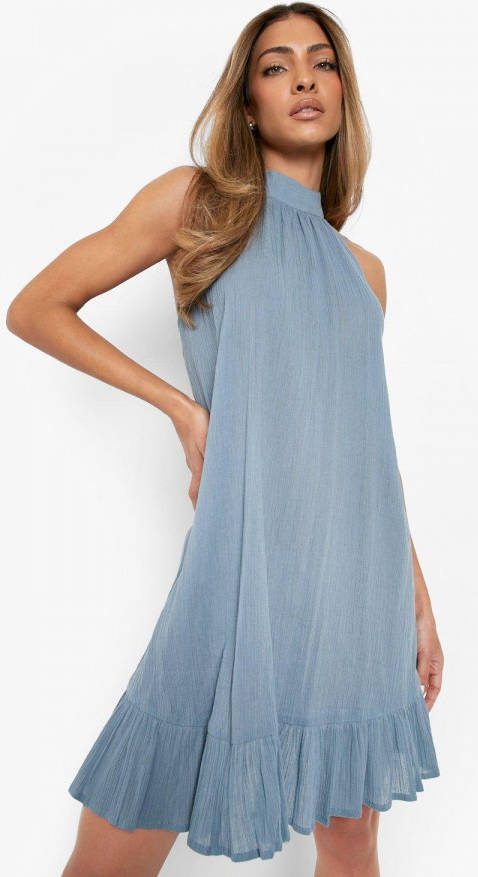 boohoo Kaasdoek Halter Swing Jurk, Blue