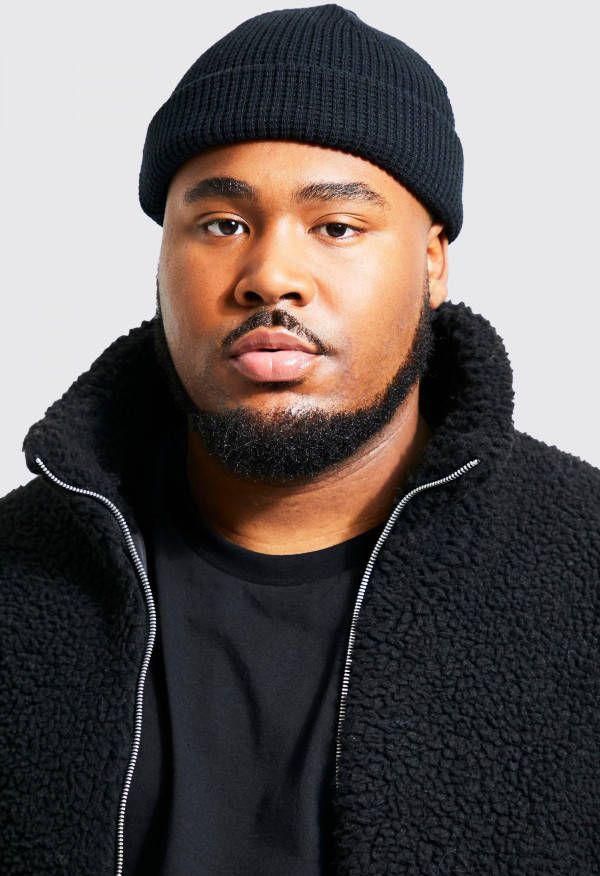 boohoo Kleine Wafel Gebreide Muts, Black