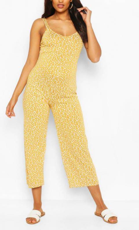 boohoo Zwangerschap Bloemenprint Culotte Jumpsuit, Mosterd