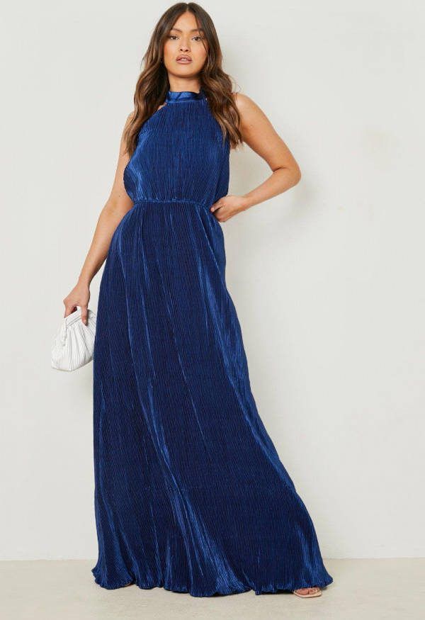 boohoo Mix & Match Bruidsmeisjess Jurk Met Halter Neck, Navy