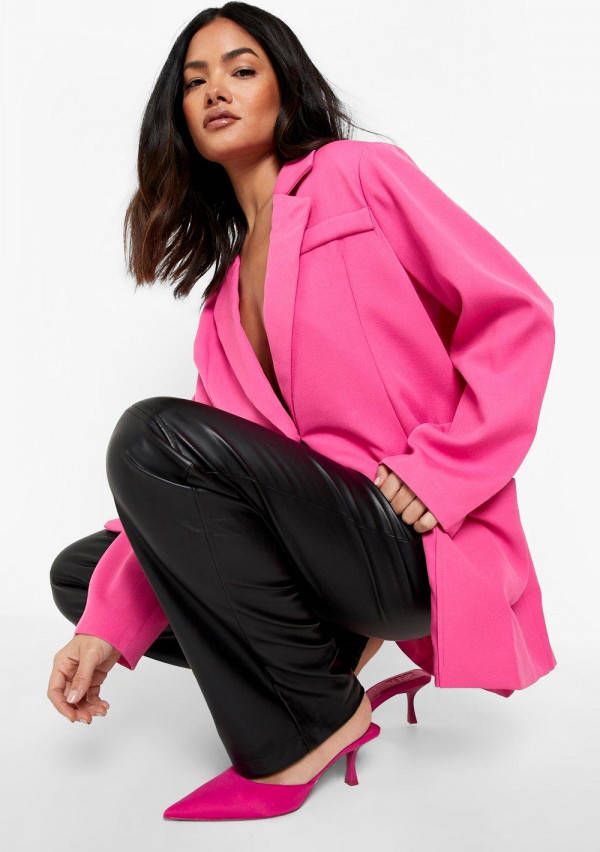 boohoo Mix & Match Felle Super Oversized Blazer, Bright Pink