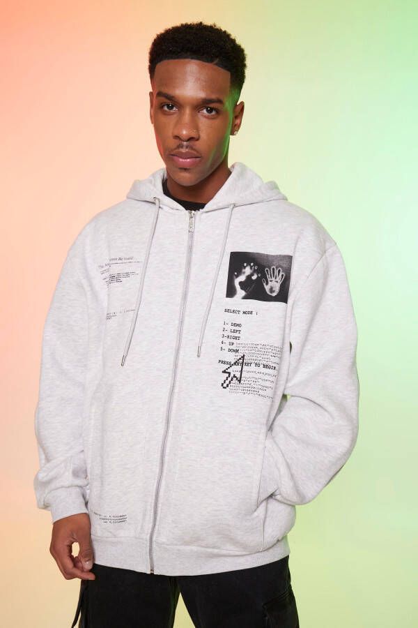 boohoo Oversized Tank Met Capuchon En Gusset Detail, Ash Grey